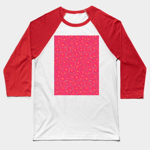 Circles Dark Pink pattern Baseball T-Shirt by MitaDreamDesign